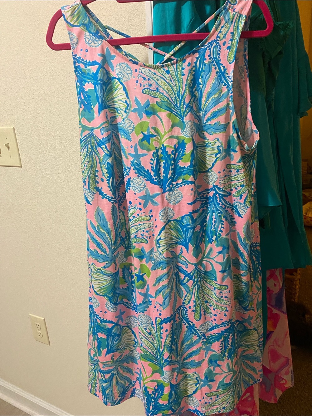 Lilly Pulitzer Pink, Blue & Green Tropical Midi Dress